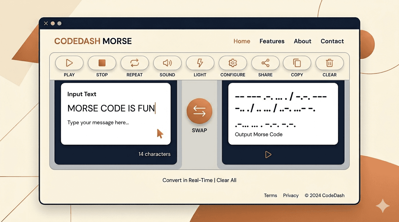 Illustration showing what the Morse code translator toolbar buttons do